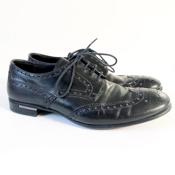 Prada Men’s Black Lace Up Dress Shoes - Picture 1 of 8